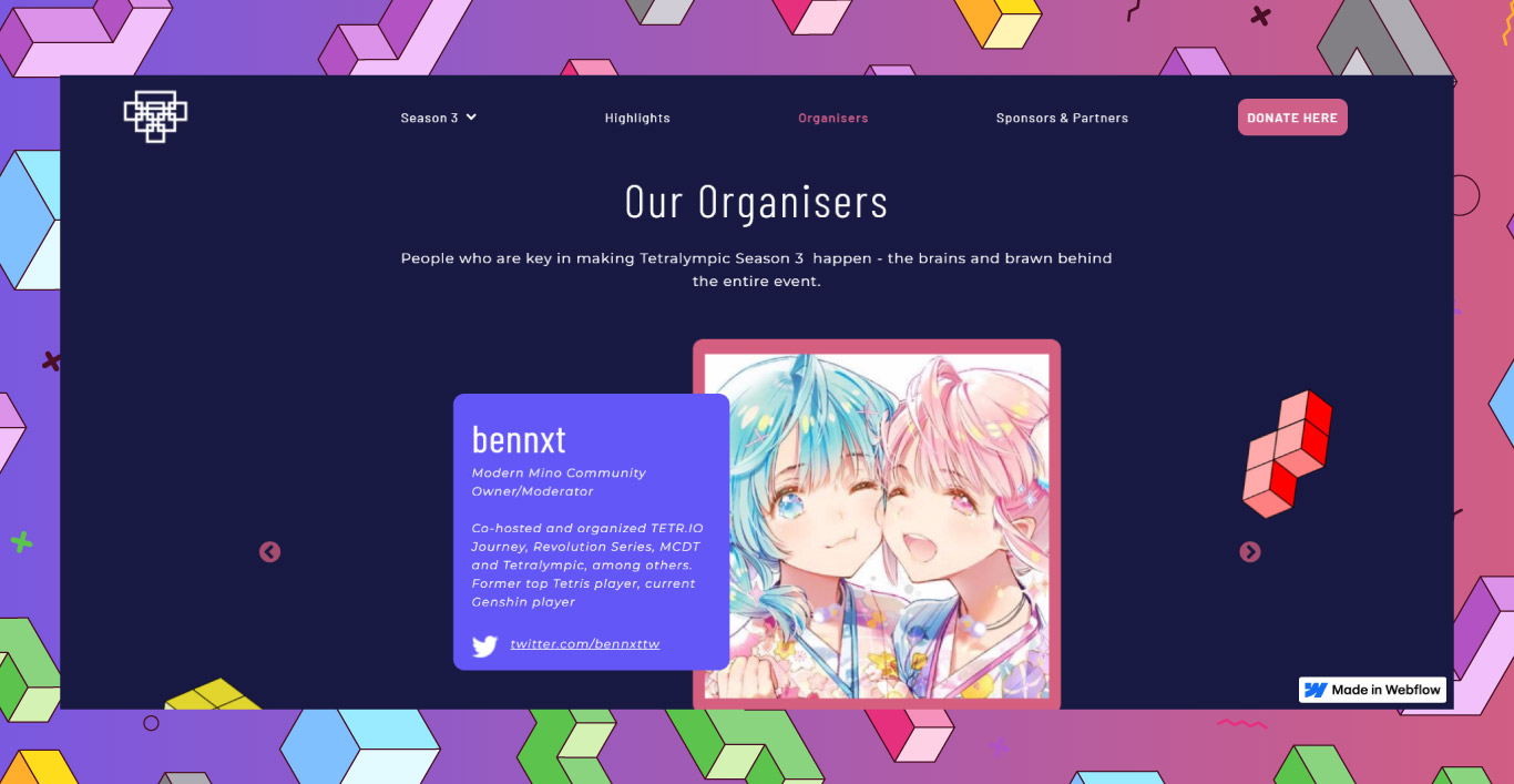 Website Development for Tetralympic: tournament page screen 3