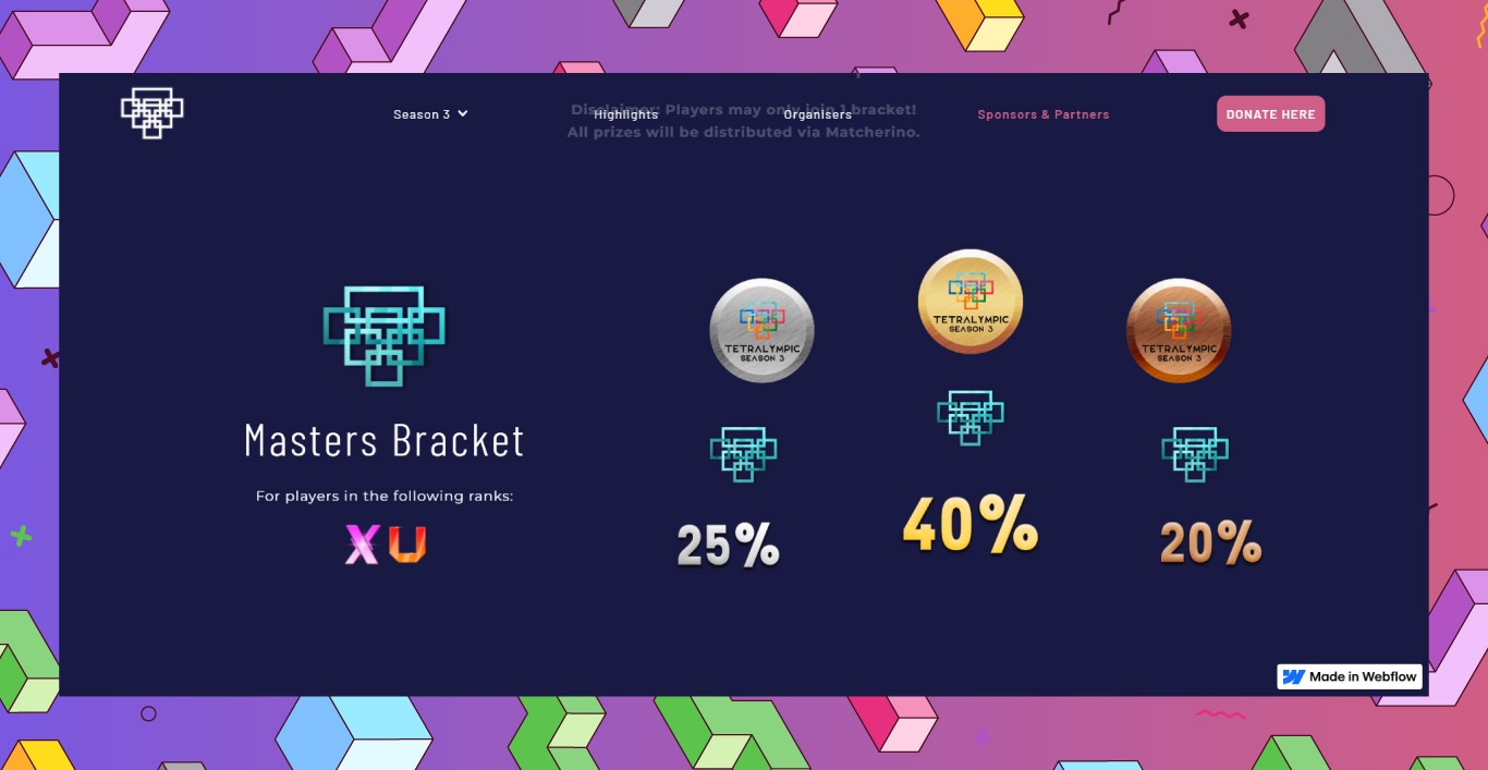 Website Development for Tetralympic: tournament page screen 5