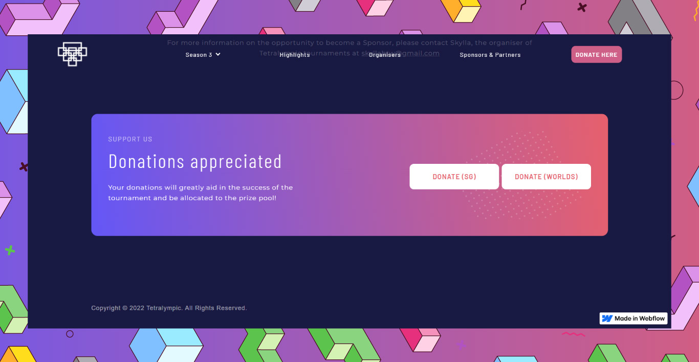 Website Development for Tetralympic: tournament page screen 6